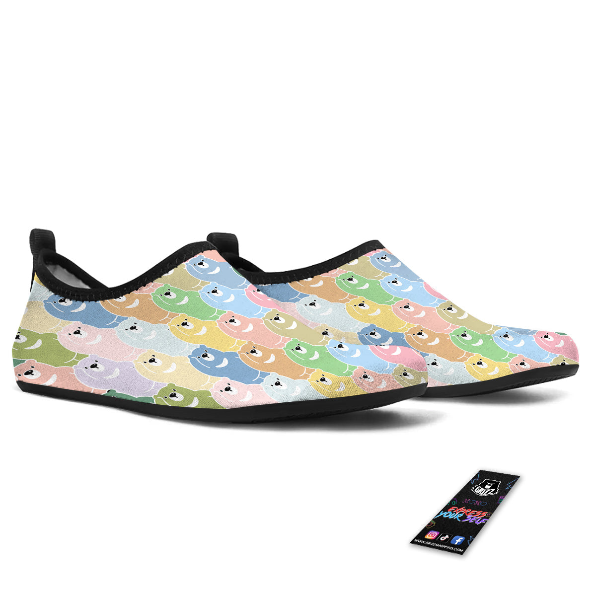 Polar Bear Pastel Print Pattern Water Shoes-grizzshop