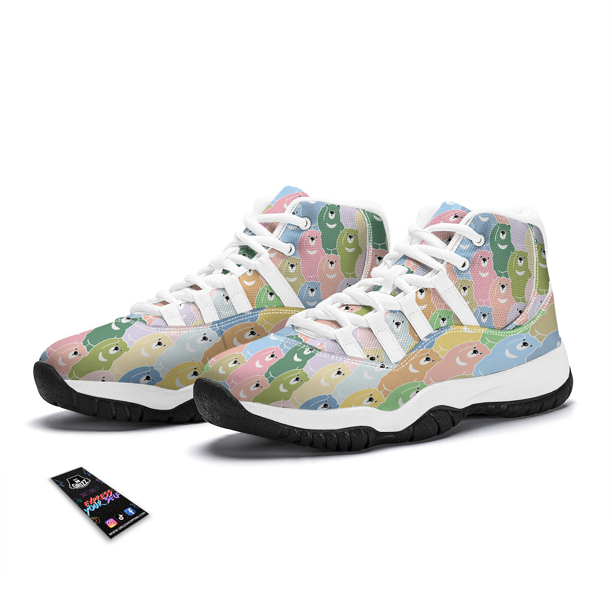 Polar Bear Pastel Print Pattern White Bball Shoes-grizzshop