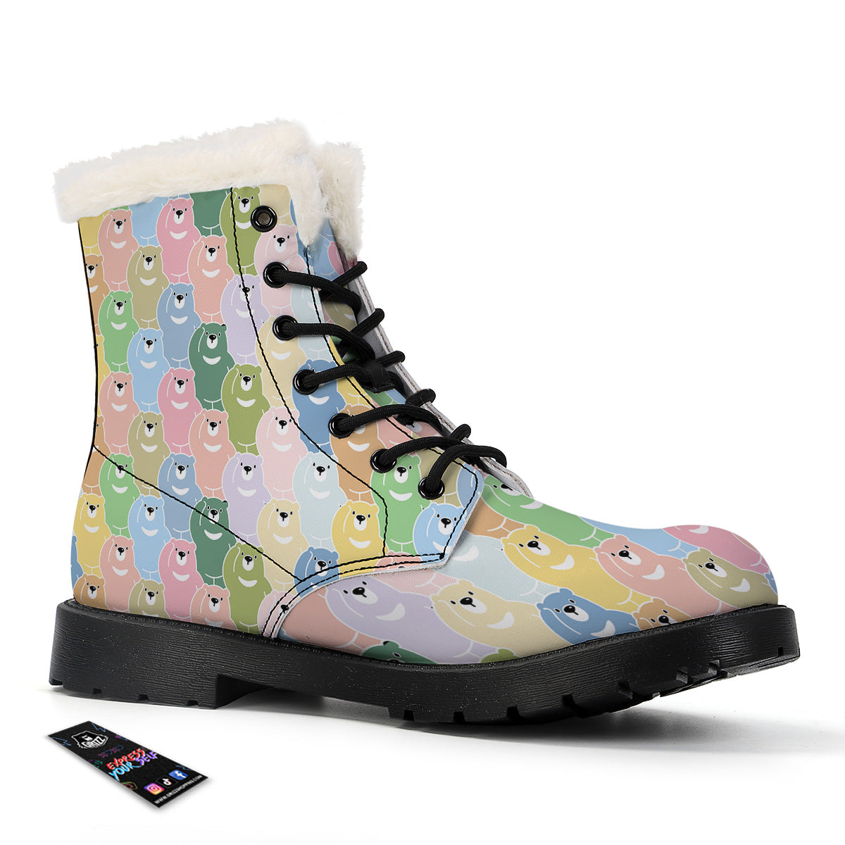 Polar Bear Pastel Print Pattern Winter Boots-grizzshop