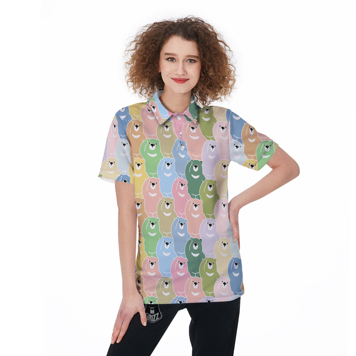 Polar Bear Pastel Print Pattern Women's Golf Shirts-grizzshop