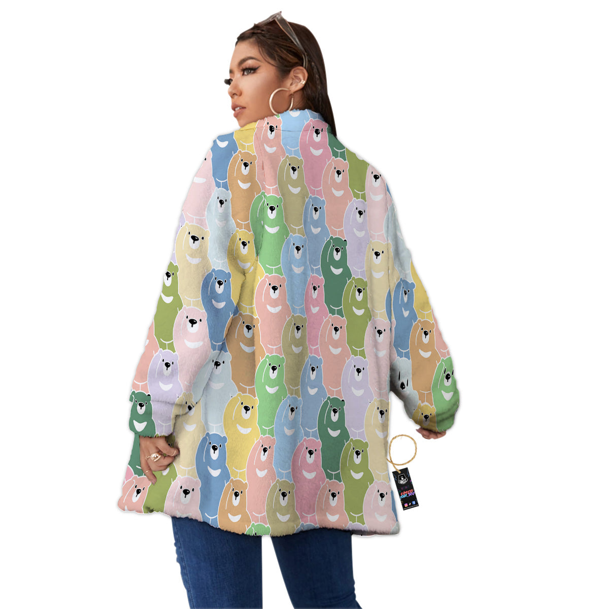 Polar Bear Pastel Print Pattern Women's Sherpa Jacket-grizzshop
