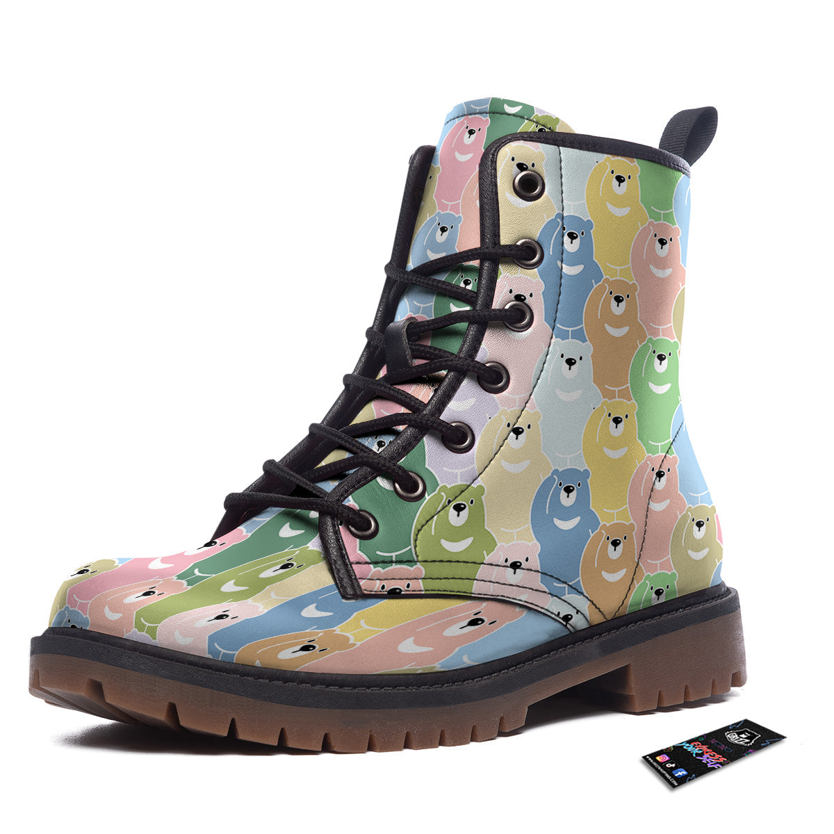 Polar Bear Pastel Print Pattern Work Boots-grizzshop