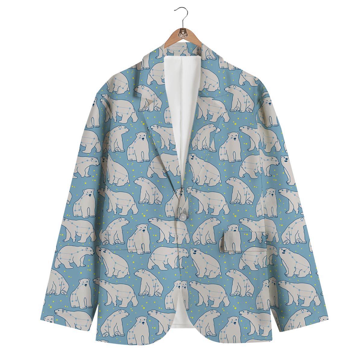 Polar Bear Pattern Print Men's Blazer-grizzshop