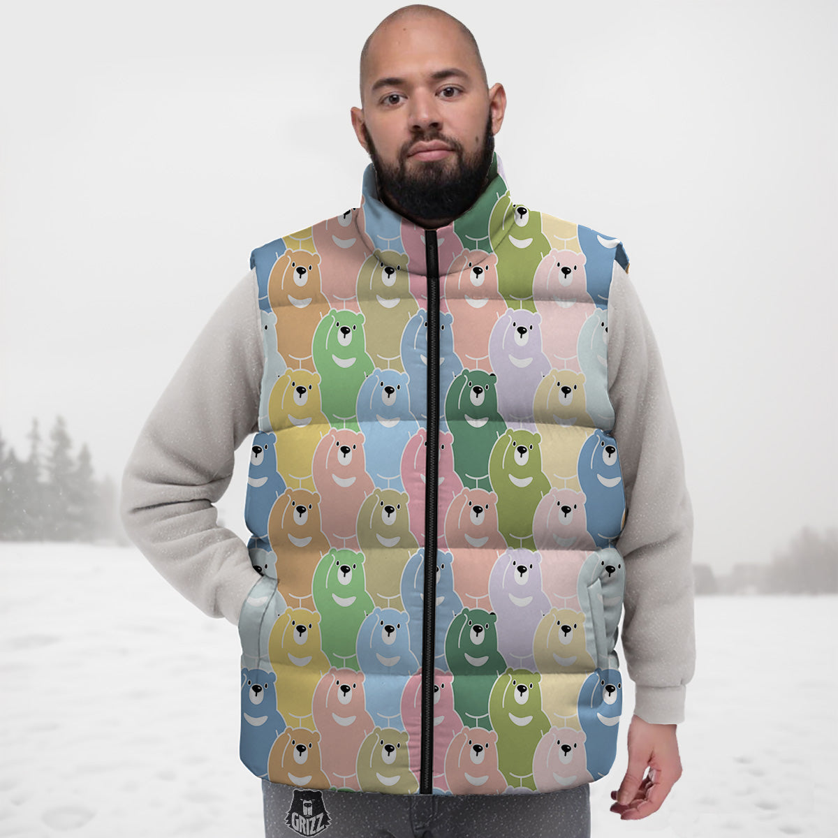 Polar Bear Print Pattern Down Vest