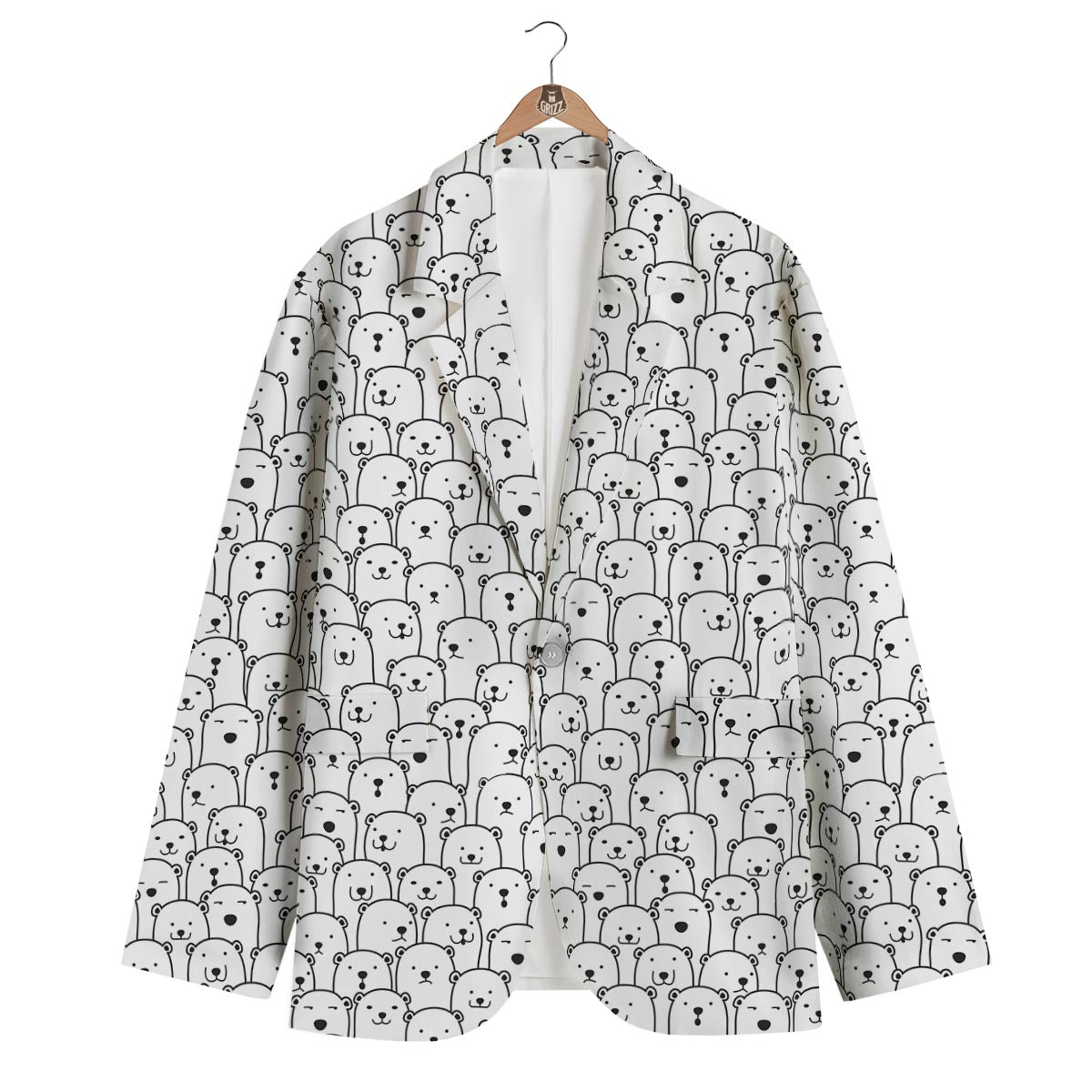 Polar Bear Print Pattern Men's Blazer-grizzshop