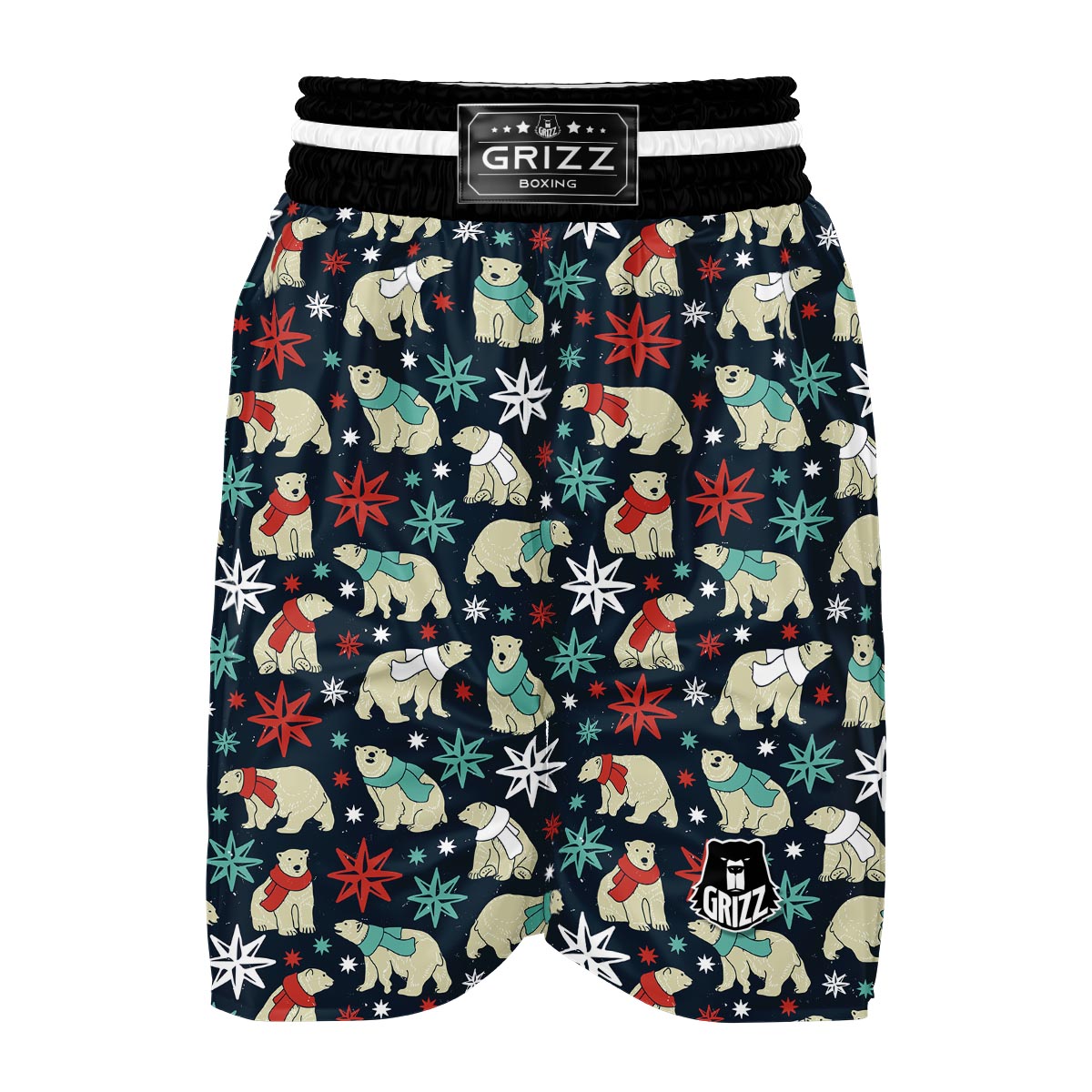 Polar Bear Snow Christmas Pattern Print Boxing Shorts-grizzshop