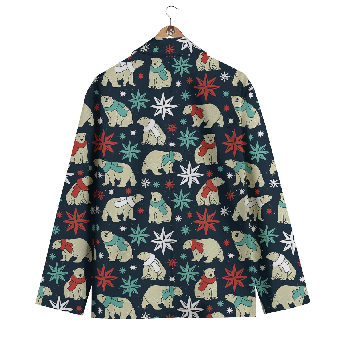 Polar Bear Snow Christmas Pattern Print Men's Blazer-grizzshop