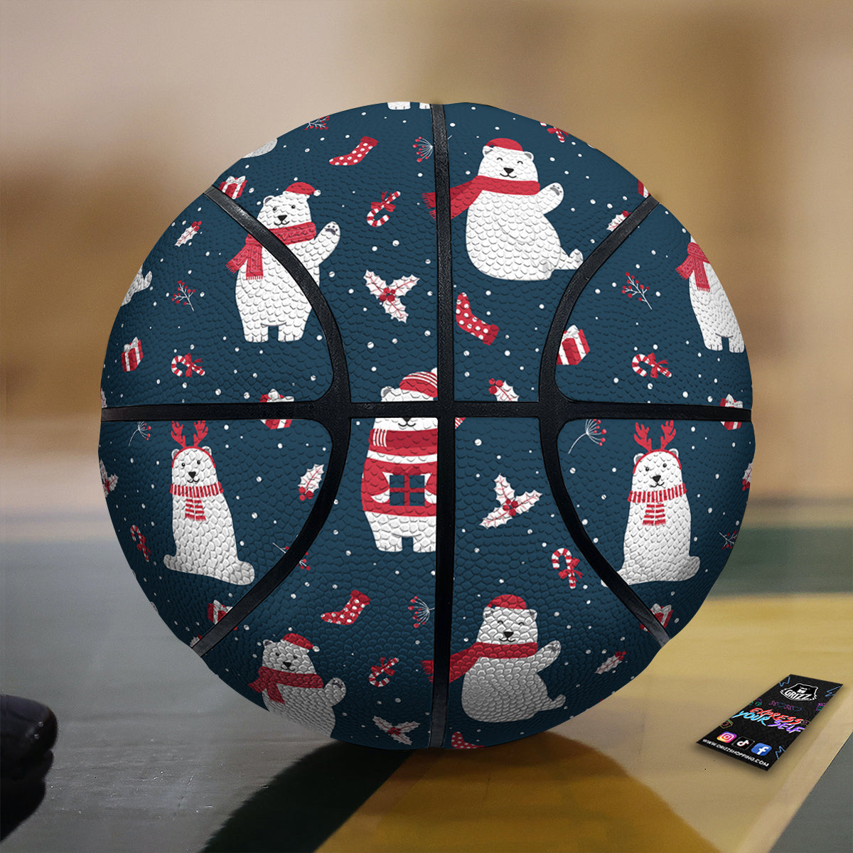 Polar Bear Xmas Print Pattern Basketball