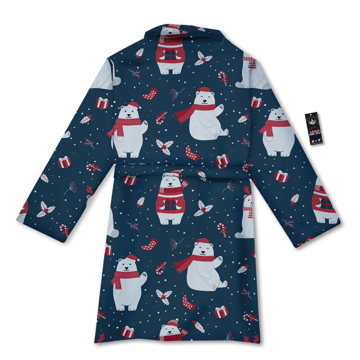 Polar Bear Xmas Print Pattern Bathrobe-grizzshop