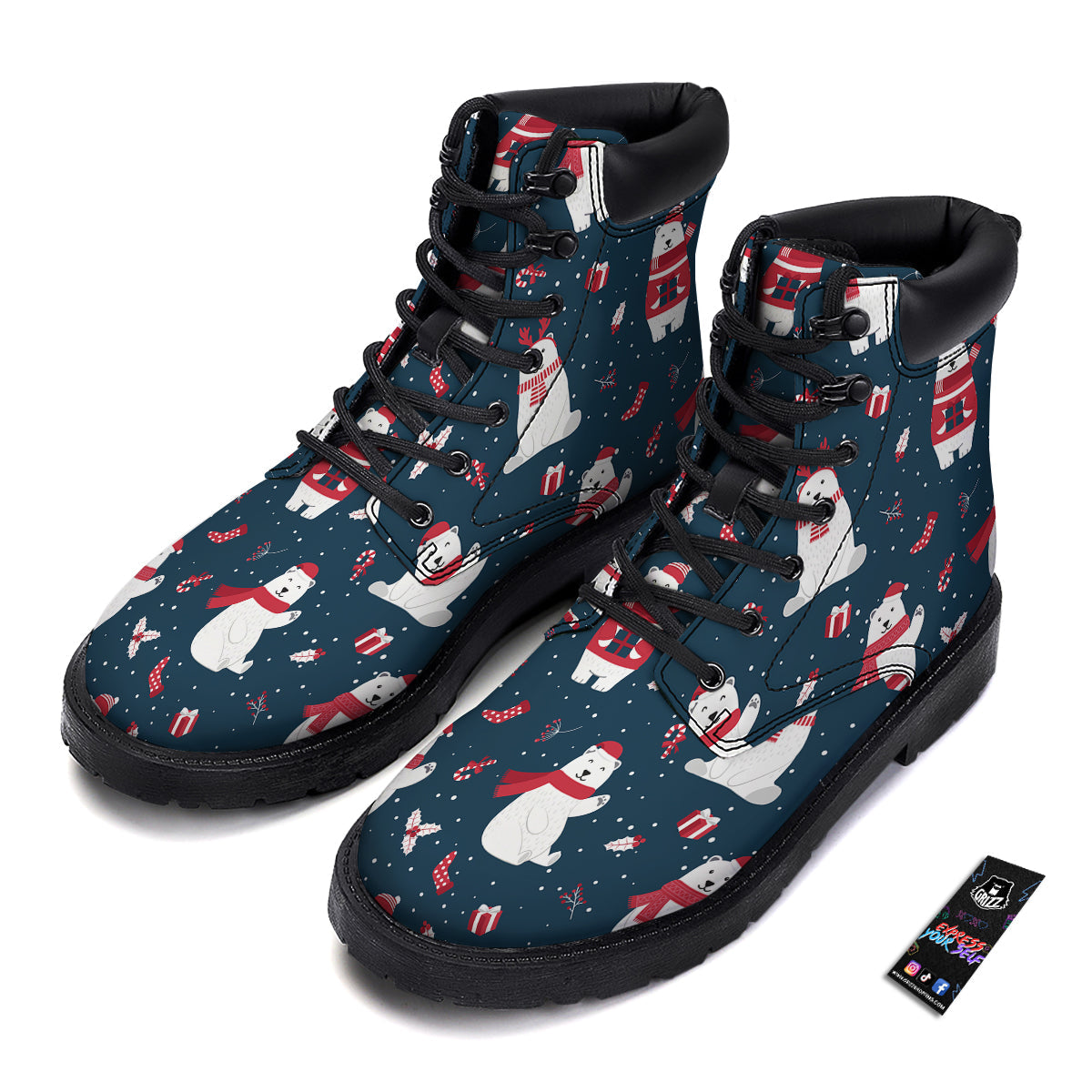 Polar Bear Xmas Print Pattern Boots-grizzshop