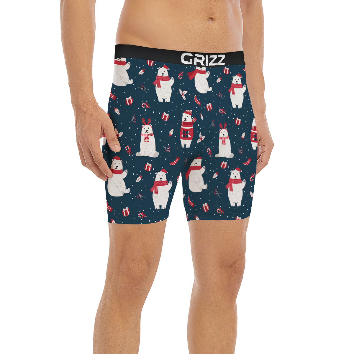 Polar Bear Xmas Print Pattern Boxer Briefs-grizzshop