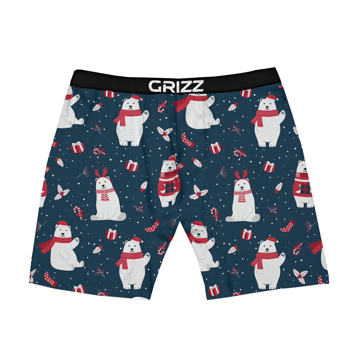 Polar Bear Xmas Print Pattern Boxer Briefs-grizzshop