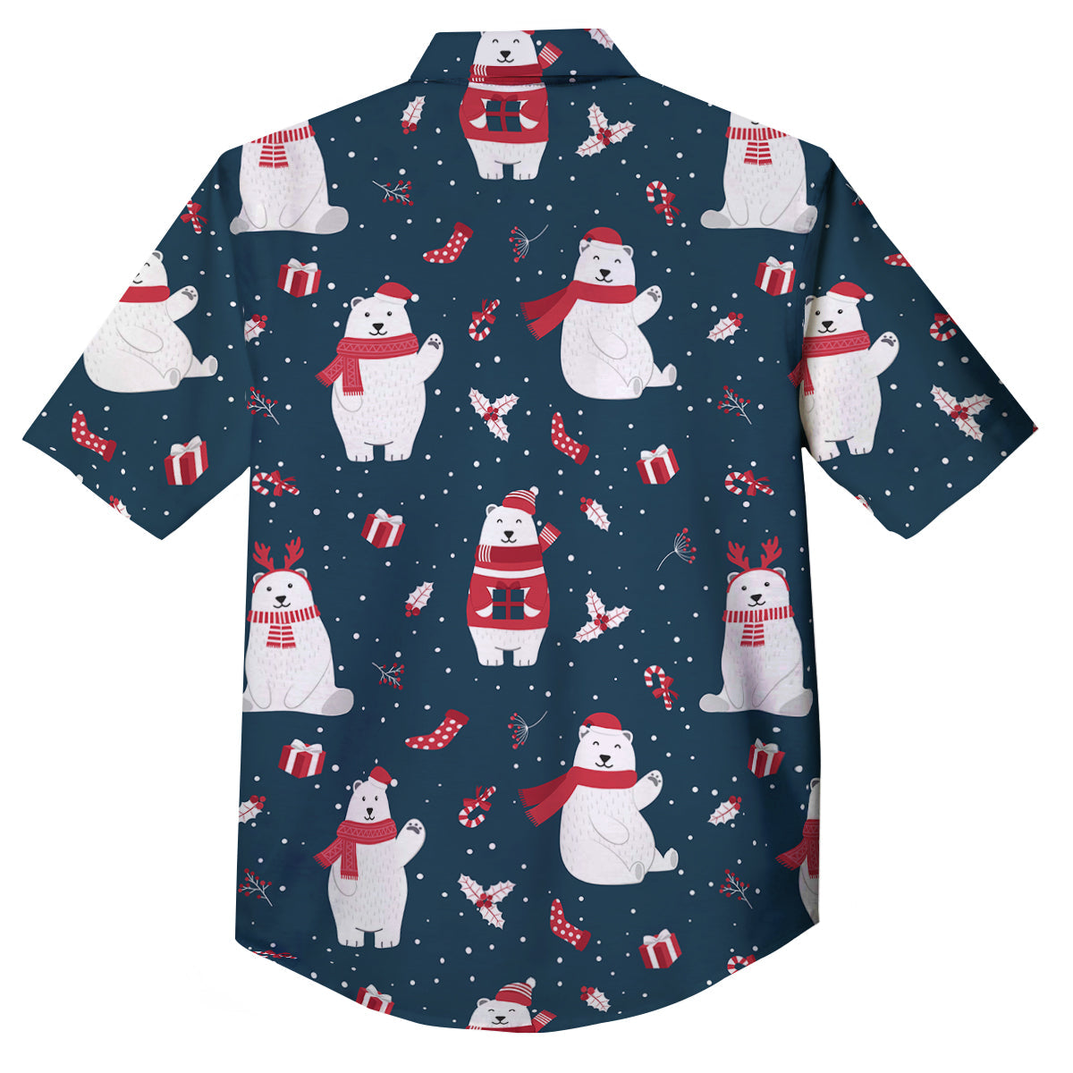 Polar Bear Xmas Print Pattern Button Up Shirt-grizzshop
