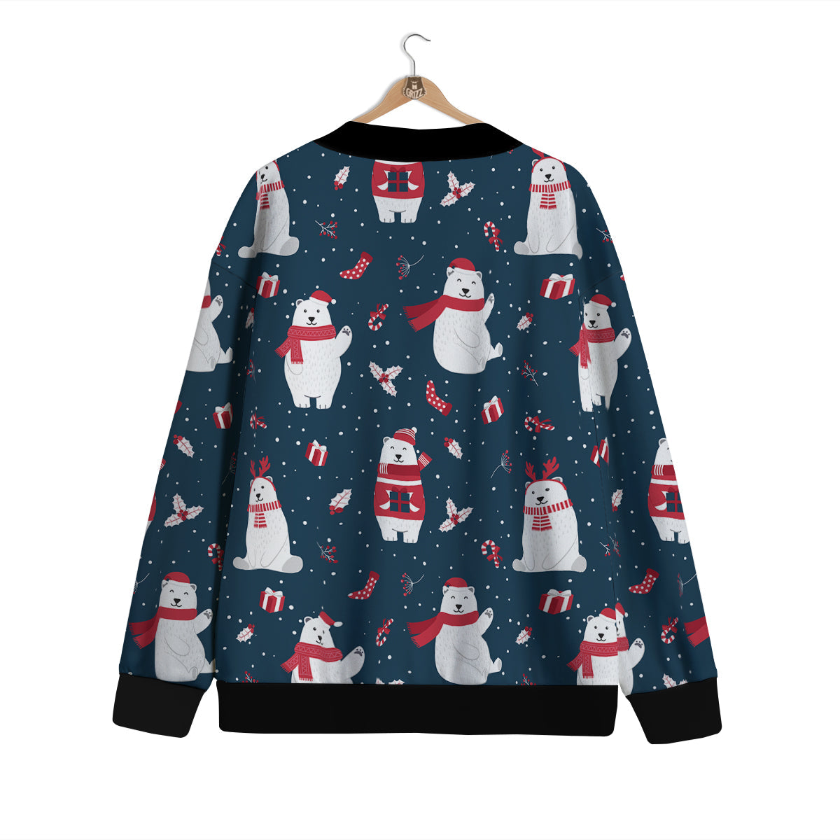 Polar Bear Xmas Print Pattern Cardigan-grizzshop