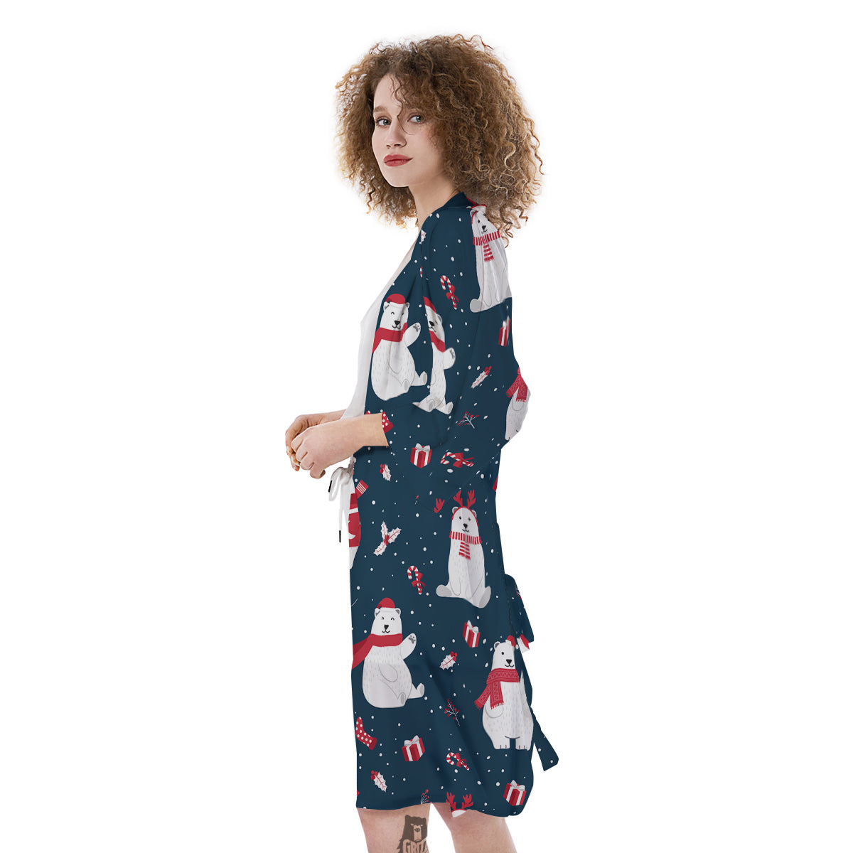 Polar Bear Xmas Print Pattern Kimono-grizzshop