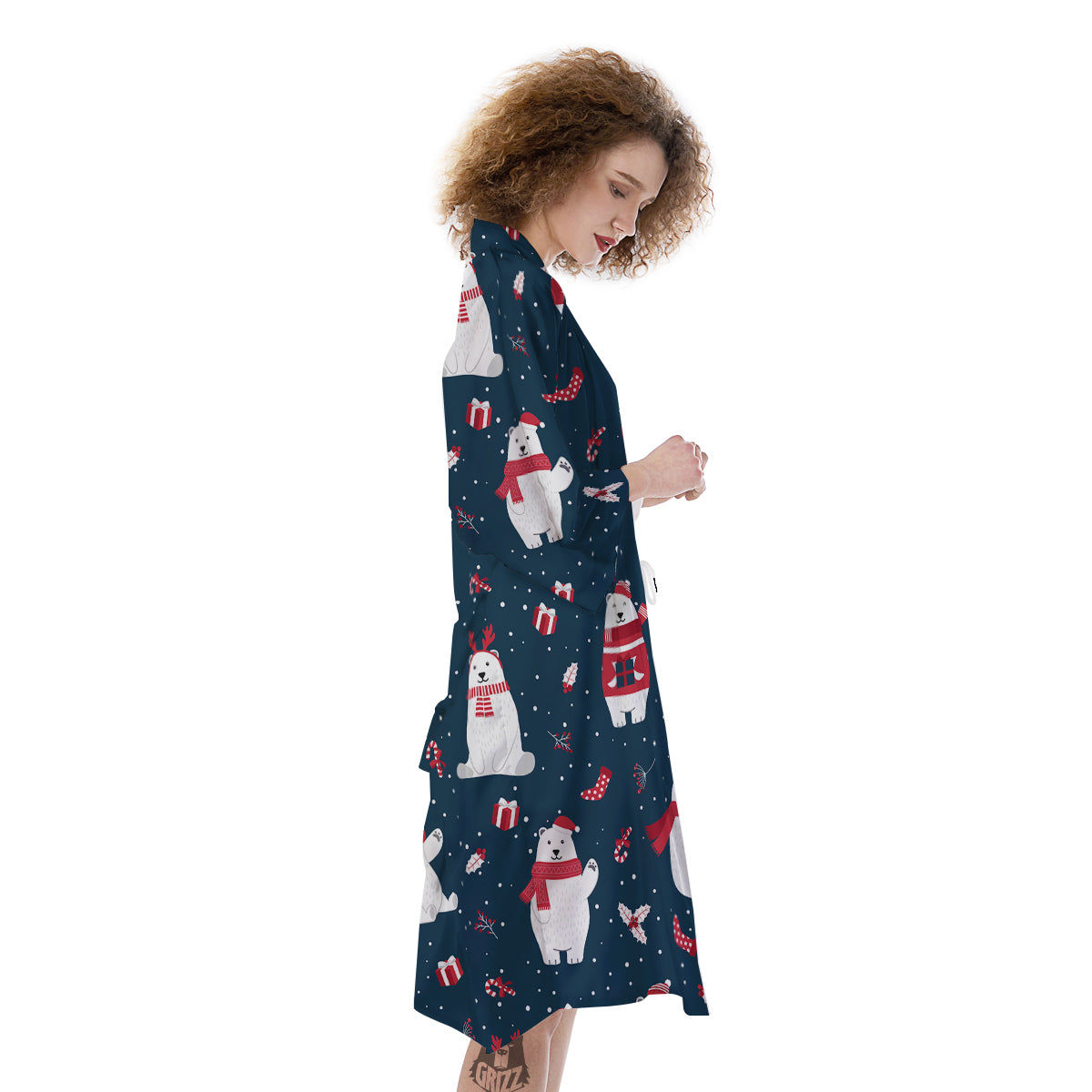 Polar Bear Xmas Print Pattern Kimono-grizzshop