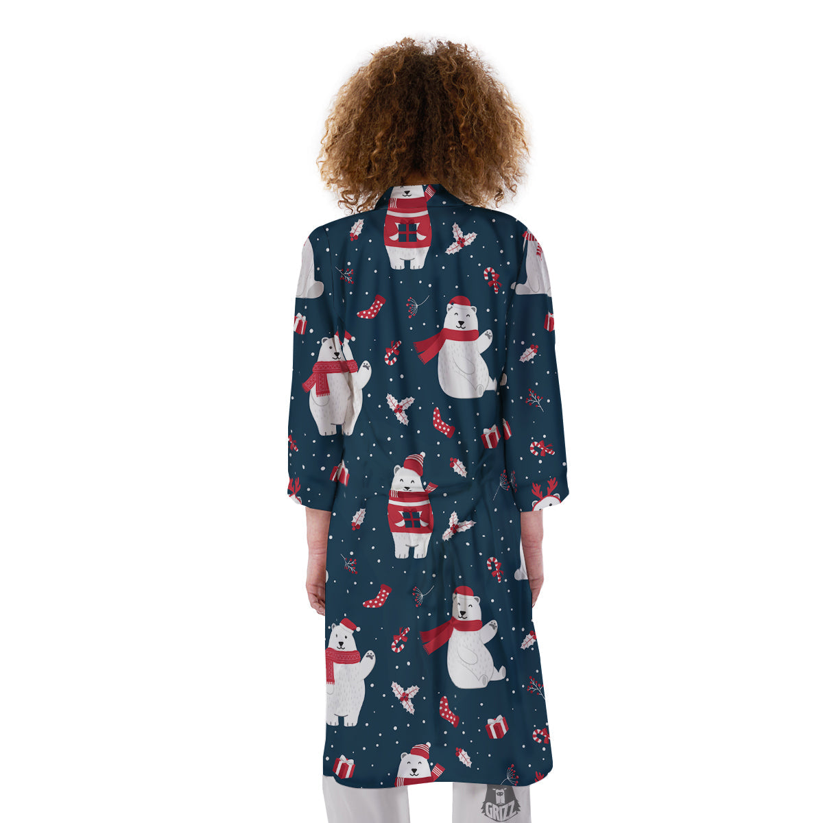Polar Bear Xmas Print Pattern Kimono-grizzshop