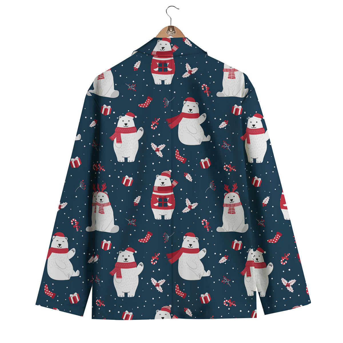 Polar Bear Xmas Print Pattern Men's Blazer-grizzshop