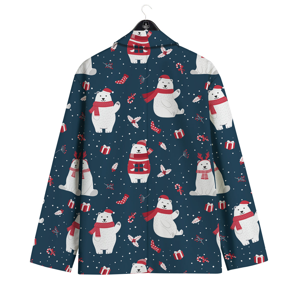 Polar Bear Xmas Print Pattern Men's Sport Coat-grizzshop