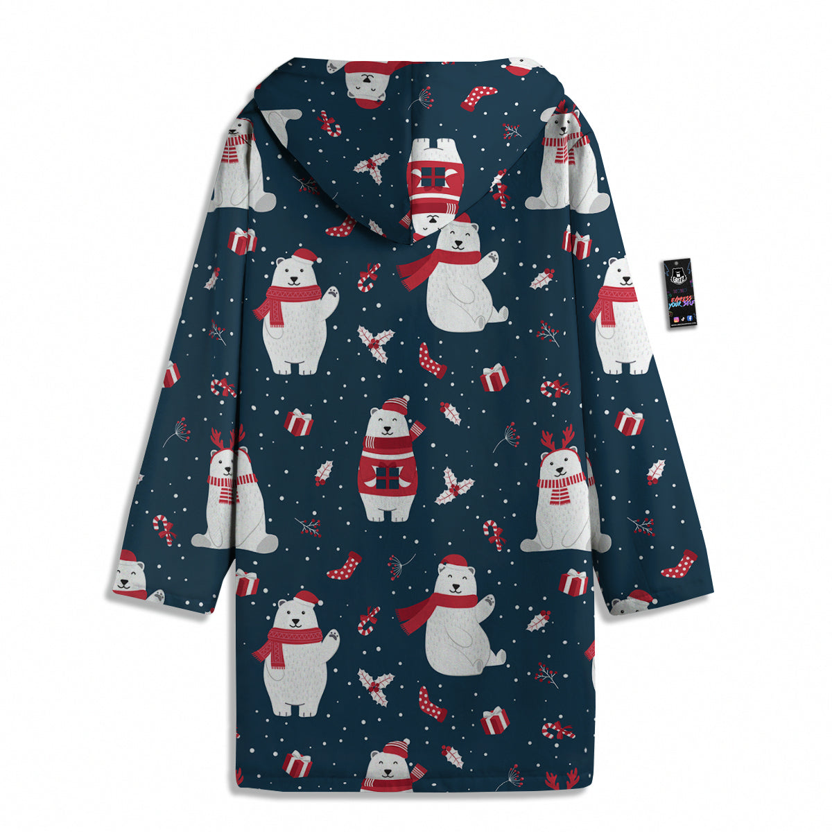 Polar Bear Xmas Print Pattern Men's Windbreaker Jacket-grizzshop