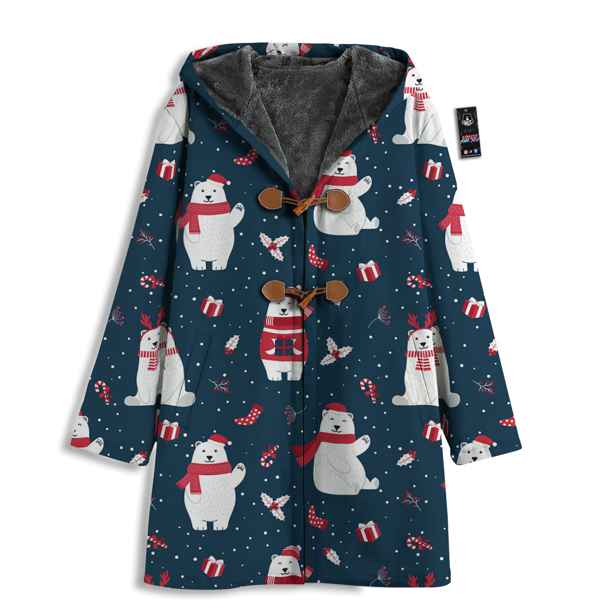 Polar Bear Xmas Print Pattern Men's Windbreaker Jacket-grizzshop