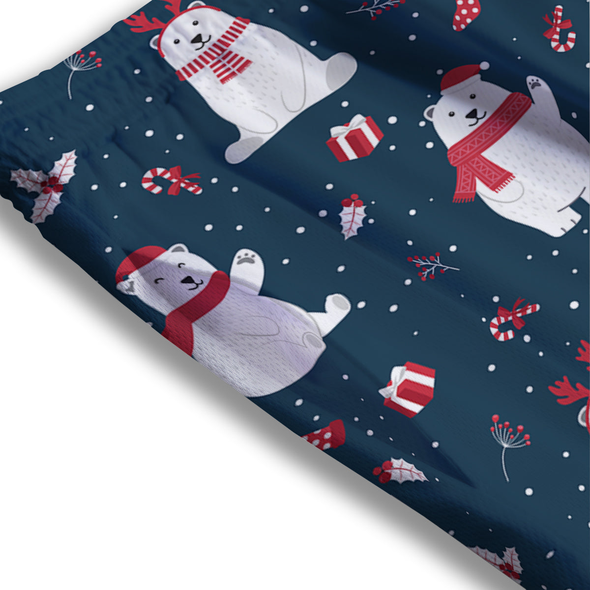 Polar Bear Xmas Print Pattern Mesh Shorts