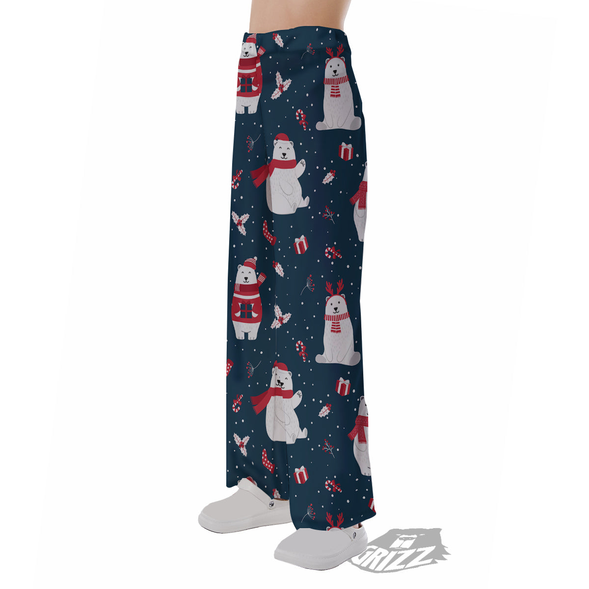 Polar Bear Xmas Print Pattern Pajama Pants-grizzshop