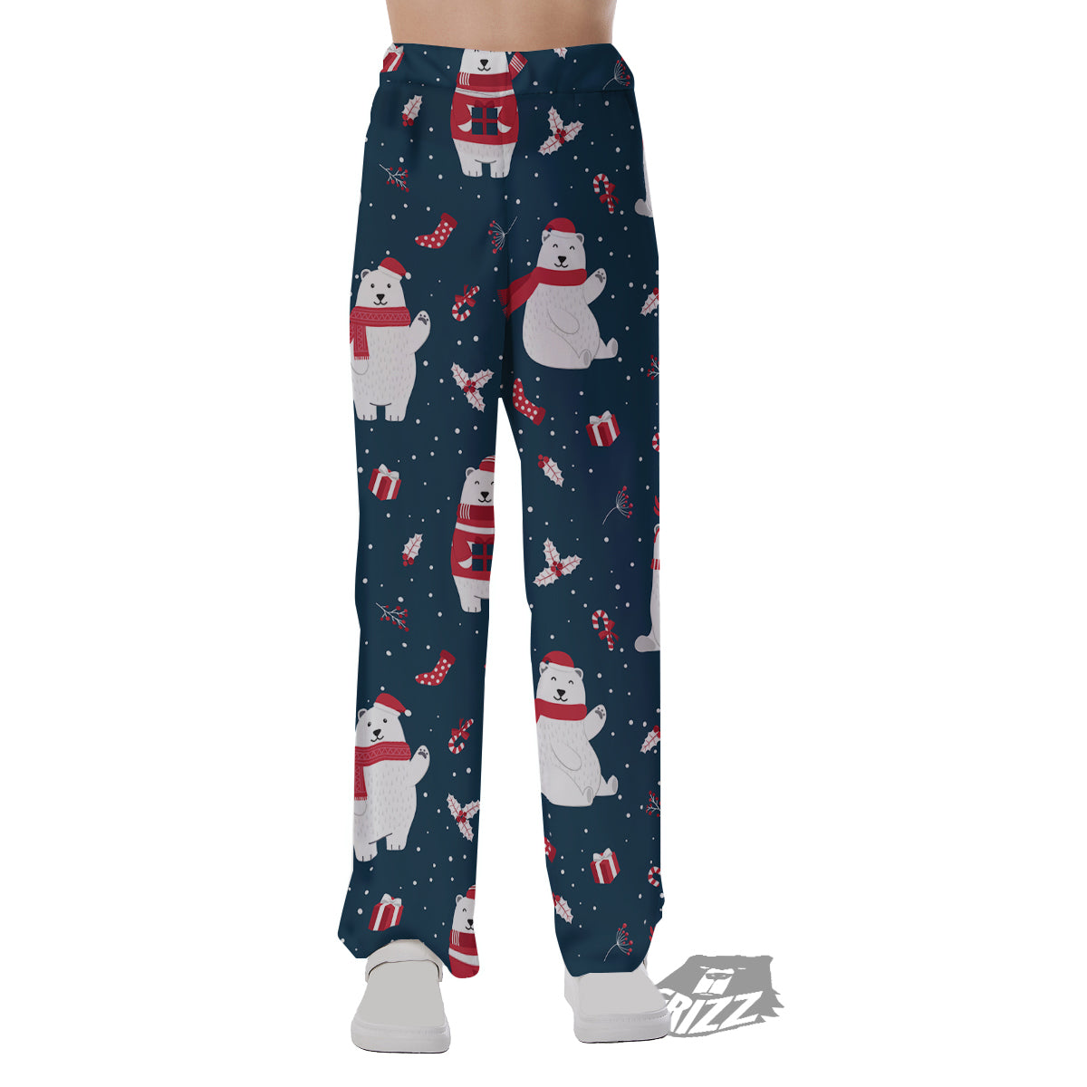 Polar Bear Xmas Print Pattern Pajama Pants-grizzshop