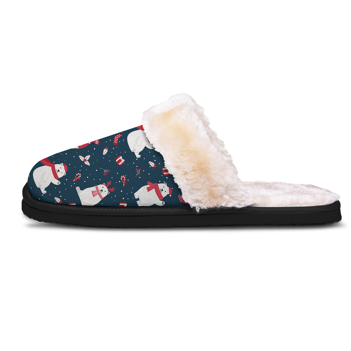 Polar Bear Xmas Print Pattern Slippers-grizzshop