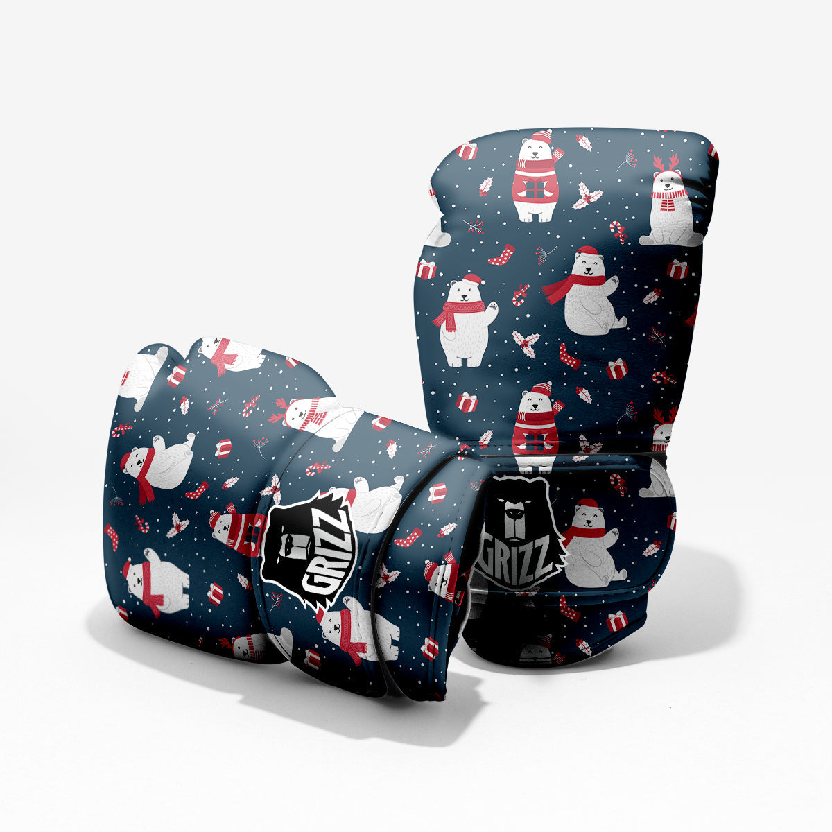 Polar Bear Xmas Print Pattern Pro Boxing Glove
