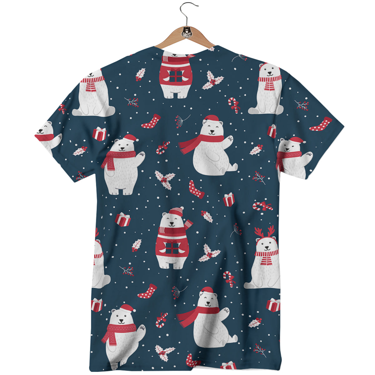 Polar Bear Xmas Print Pattern T-Shirt-grizzshop