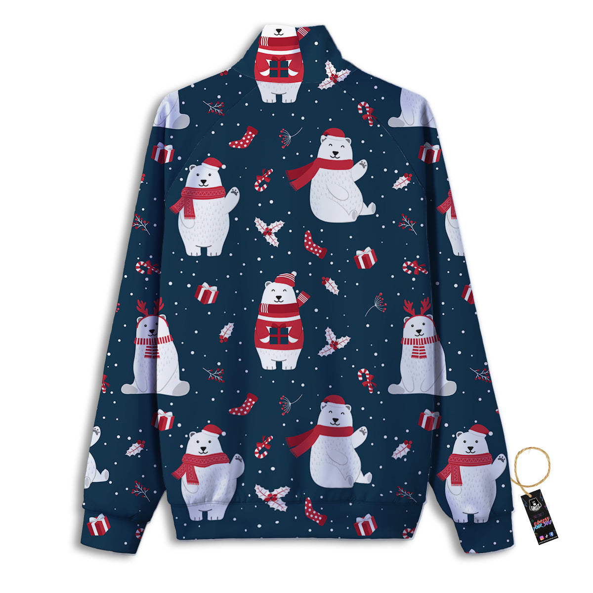 Polar Bear Xmas Print Pattern Track Jacket-grizzshop