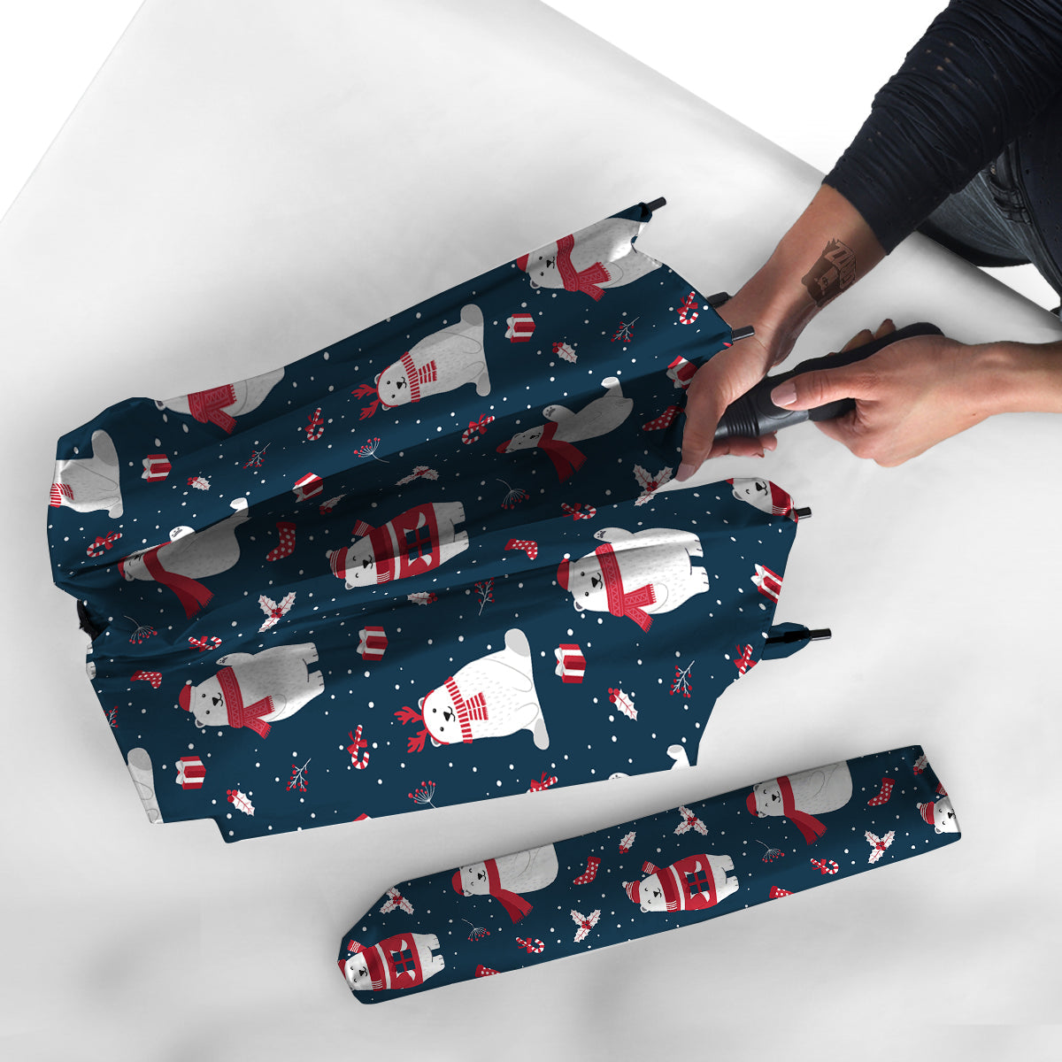 Polar Bear Xmas Print Pattern Umbrella-grizzshop