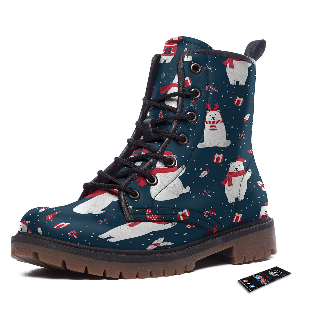 Polar Bear Xmas Print Pattern Work Boots-grizzshop