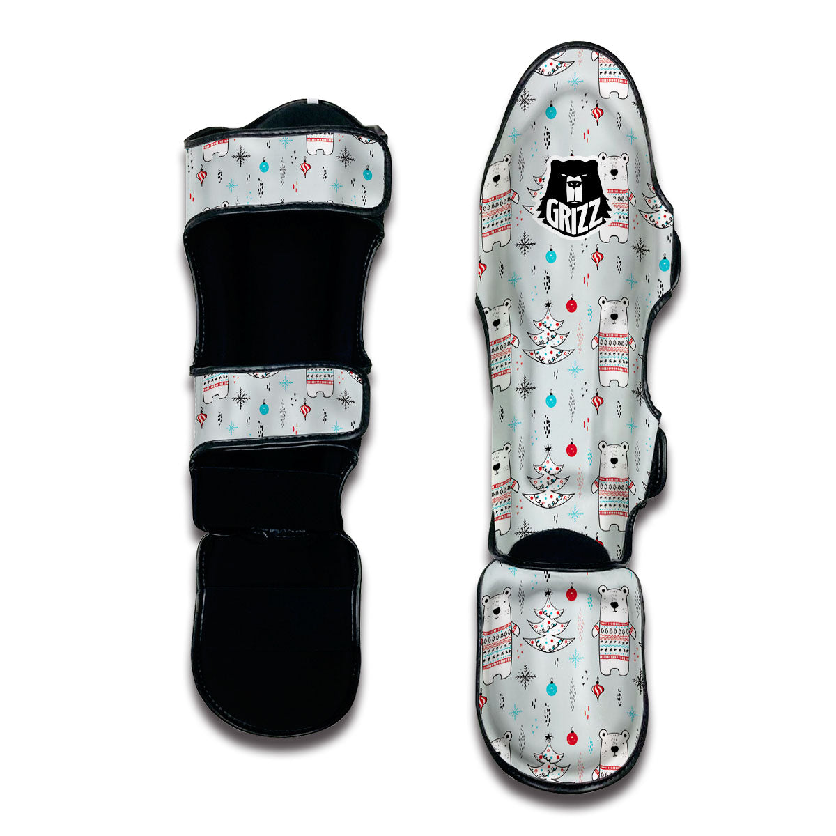 Polar Christmas Doodle Muay Thai Shin Guards-grizzshop