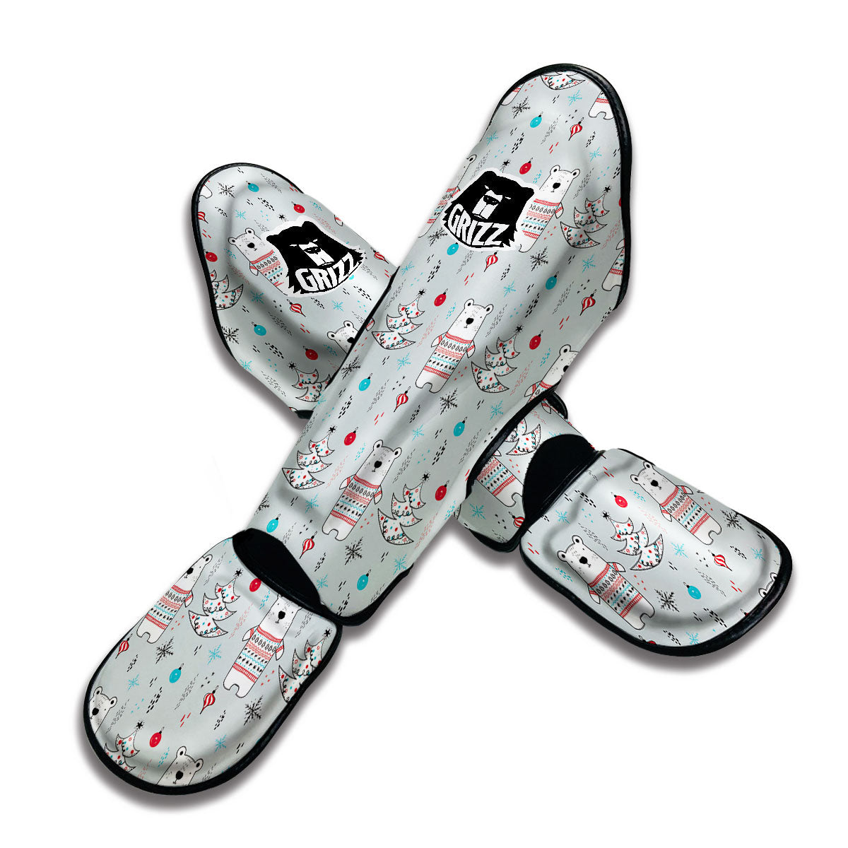 Polar Christmas Doodle Muay Thai Shin Guards-grizzshop