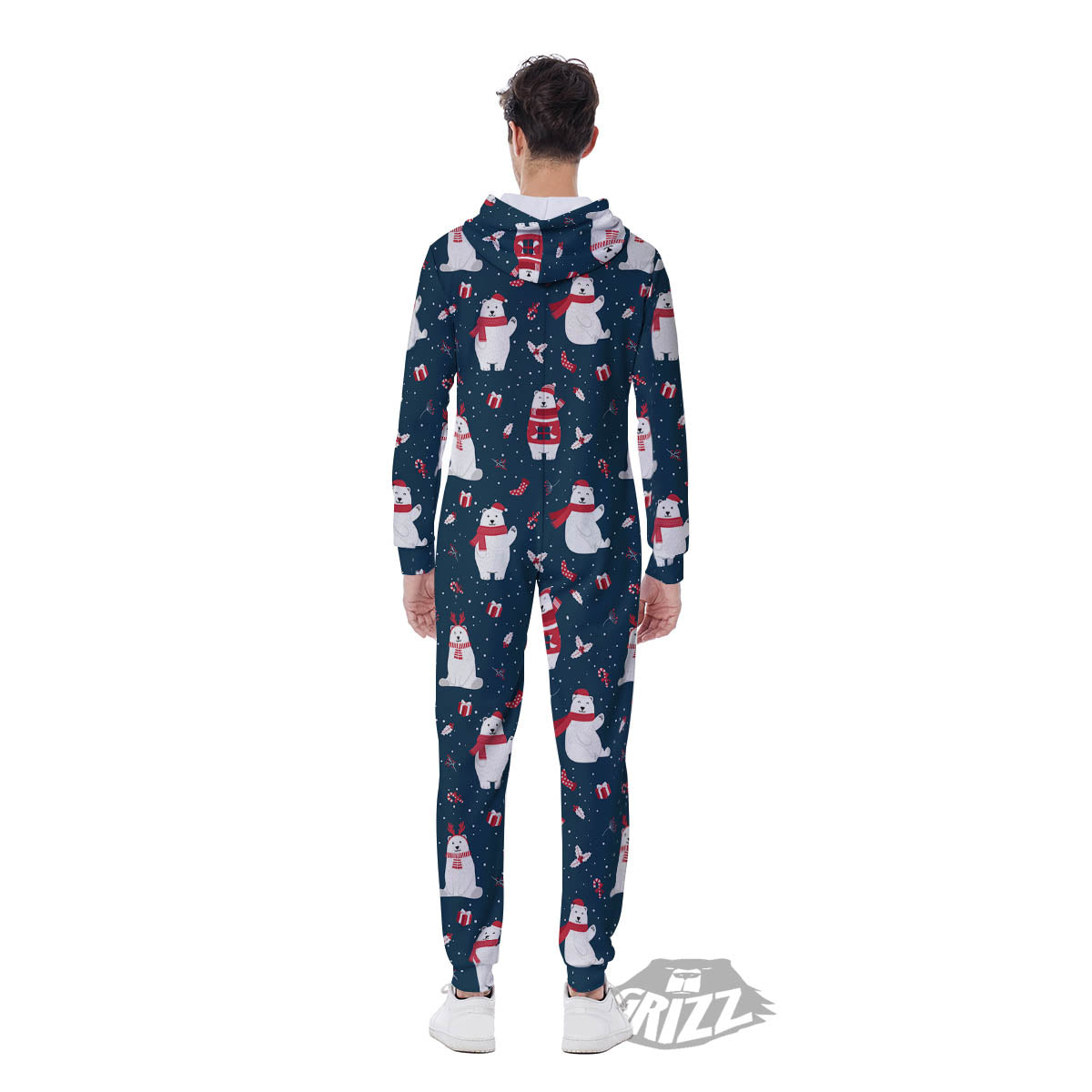 Polar Bear Christmas Print Pattern Men's Jumpsuit-grizzshop