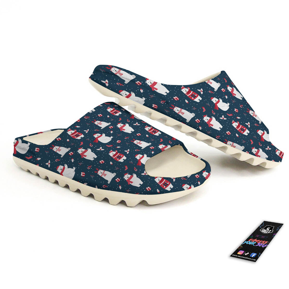 Polar Bear Christmas Print Pattern Sandals-grizzshop