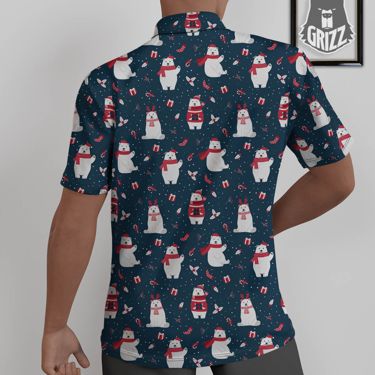 Polar Bear Christmas Print Pattern Untucked Shirts-grizzshop