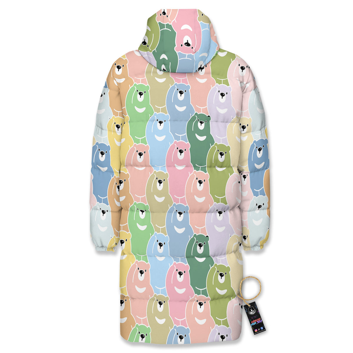 Polar Bear Pastel Print Pattern Long Down Jacket