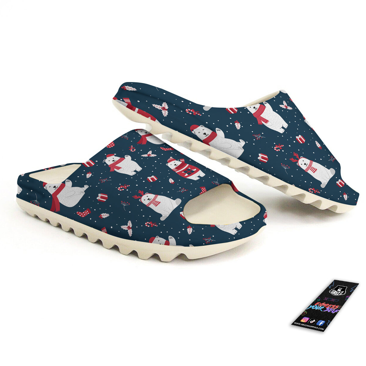 Polar Bear Xmas Print Pattern Sandals-grizzshop