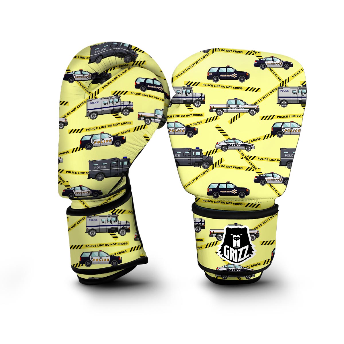 Police Car Pattern Print Boxing Gloves-grizzshop