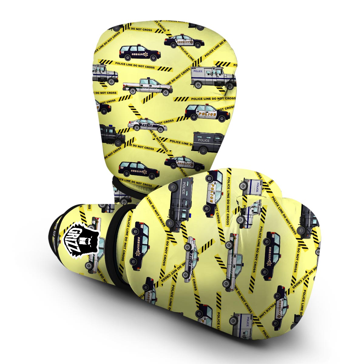 Police Car Pattern Print Boxing Gloves-grizzshop