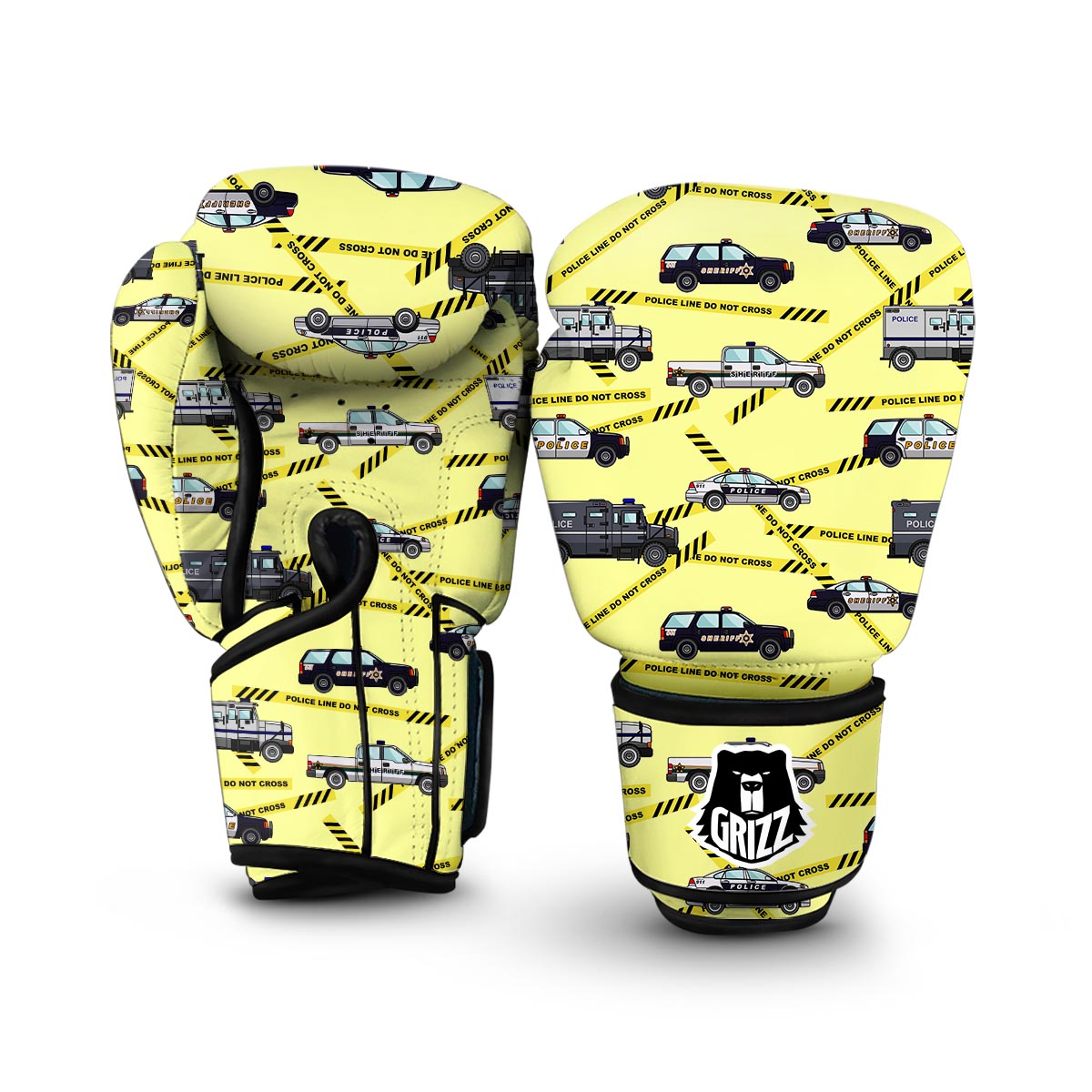 Police Car Pattern Print Boxing Gloves-grizzshop