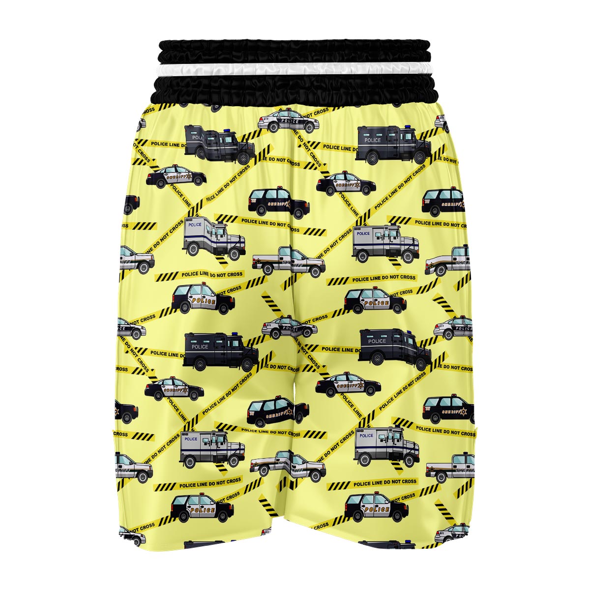 Police Car Pattern Print Boxing Shorts-grizzshop