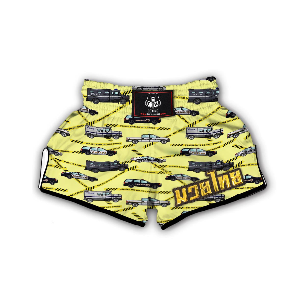 Police Car Pattern Print Muay Thai Boxing Shorts-grizzshop