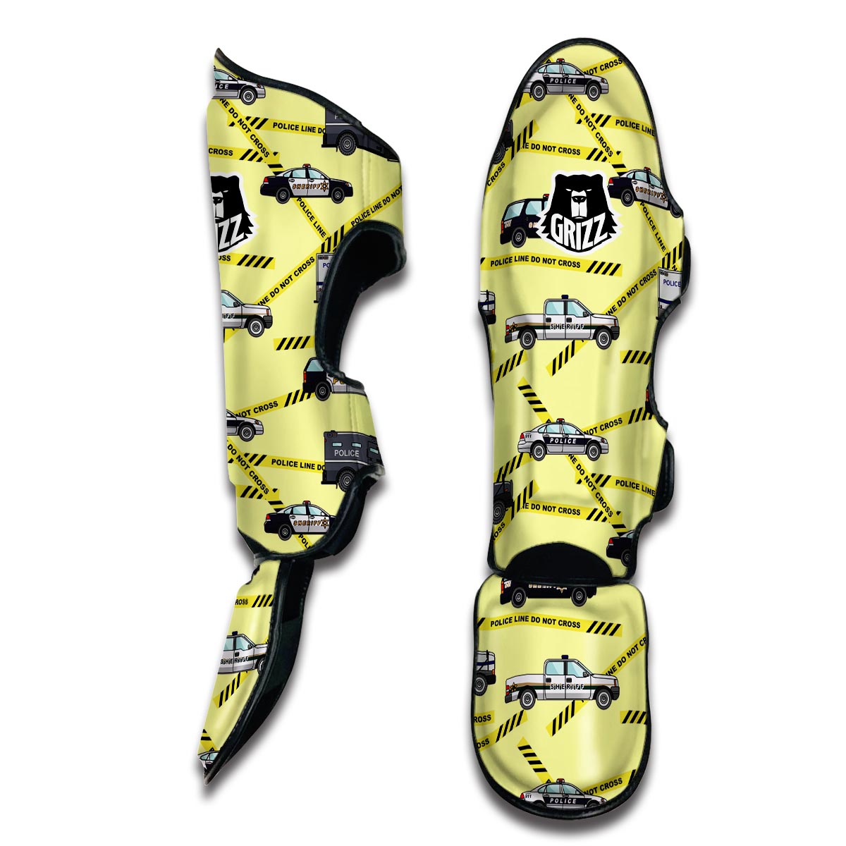 Police Car Pattern Print Muay Thai Shin Guards-grizzshop