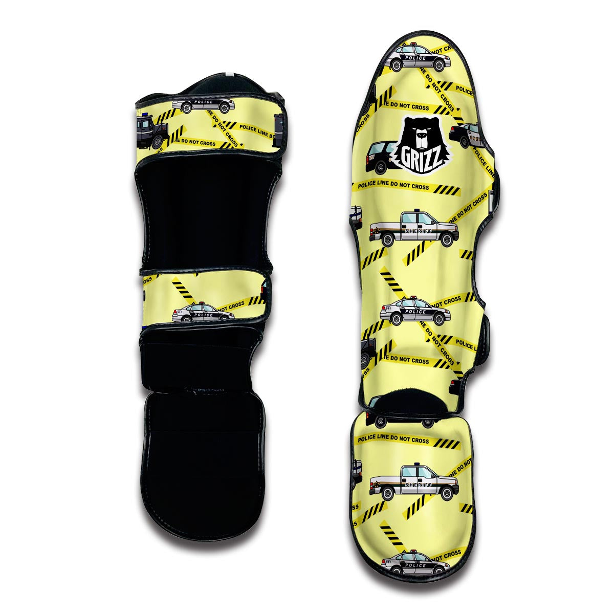 Police Car Pattern Print Muay Thai Shin Guards-grizzshop