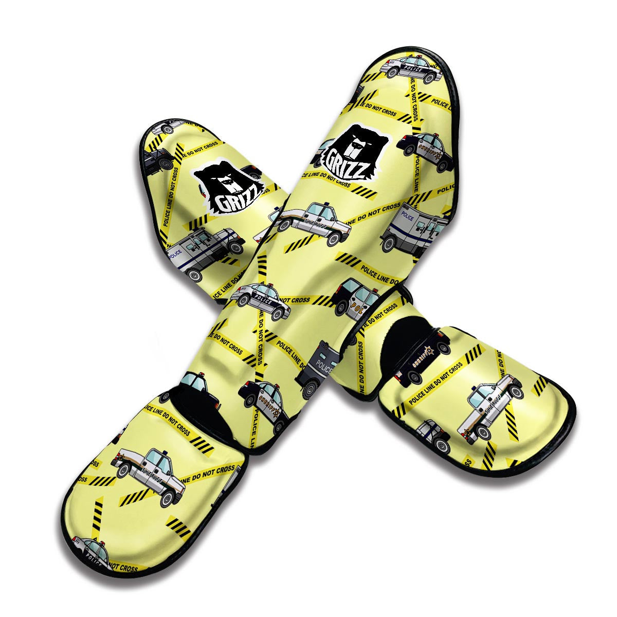 Police Car Pattern Print Muay Thai Shin Guards-grizzshop