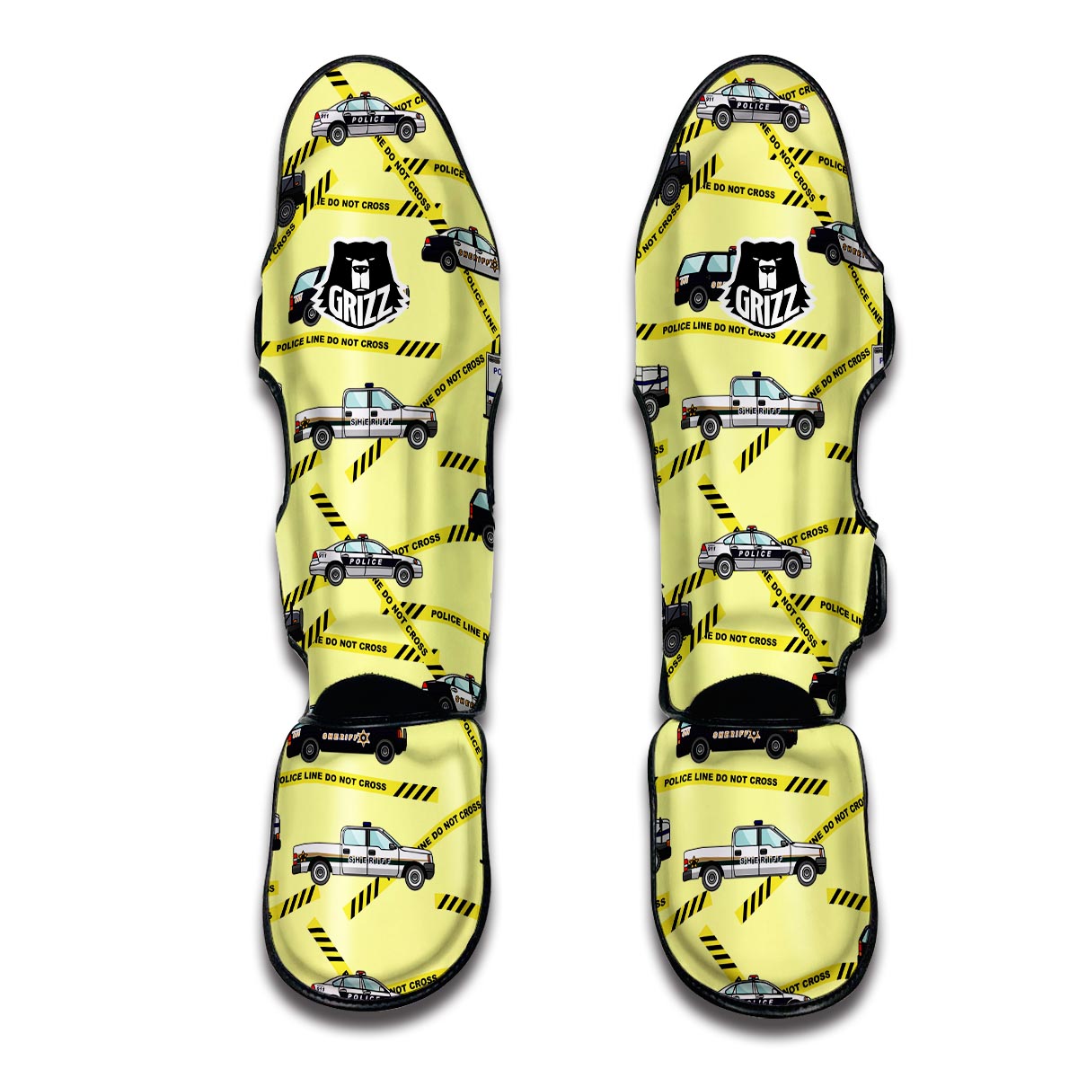 Police Car Pattern Print Muay Thai Shin Guards-grizzshop